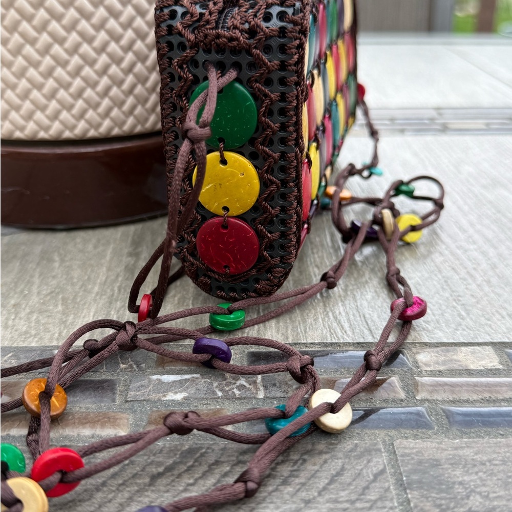 GUC! Vintage Colorful Coconut Shell Handmade Crossbody Women's Bag - Picture 6 of 11